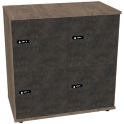 CASIER PARIS FAB FR AVEC PORTES 4 CASES CUBIK WALNUT/BÉTON GAR 8 ANS