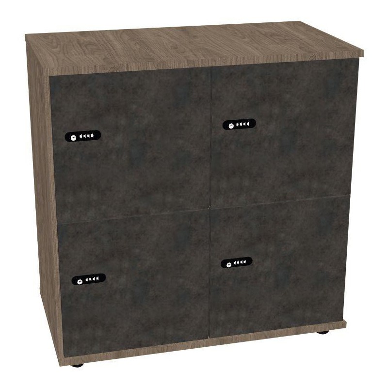 CASIER PARIS FAB FR AVEC PORTES 4 CASES CUBIK WALNUT/BÉTON GAR 8 ANS