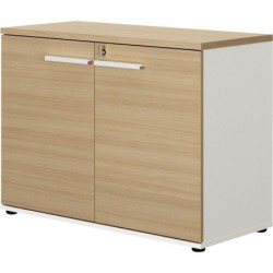 RANGEMENT BAS L80CM  H 74CM 2 PORTES CONNEXION  FAB FR CHÊNE STRUCTURÉ/BLANC GAR 5 ANS 