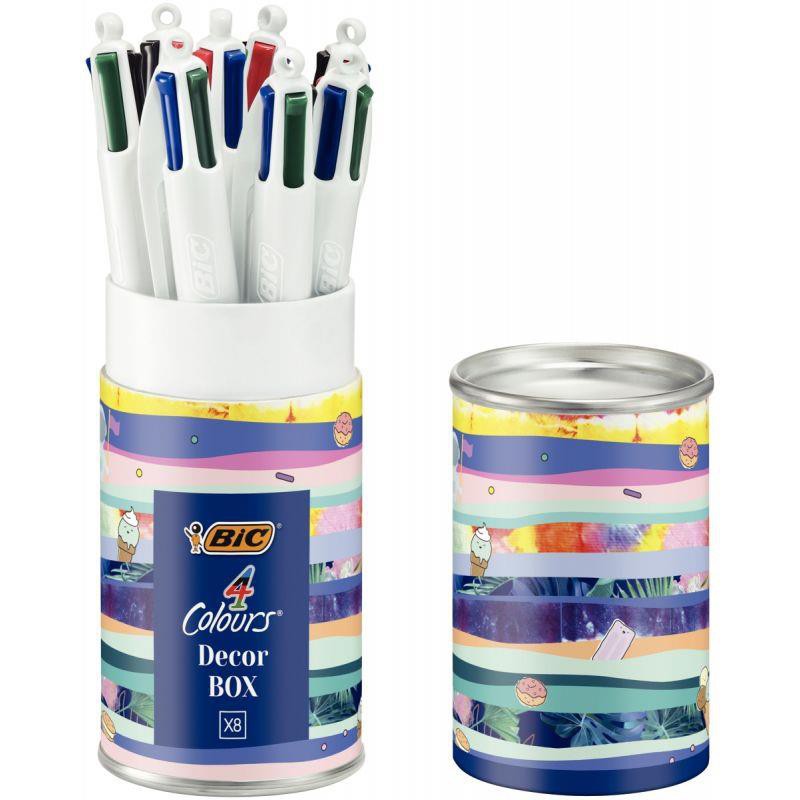 BOITE DE 8 STYLOS 4 COULEURS DÉCORS ASSORTIS