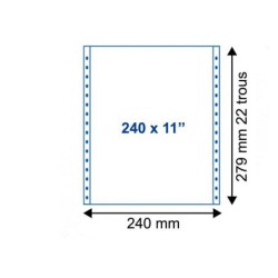 PAPIER LISTING UNI AUTOCOPIANT 2 PLIS 240MMX11" 56/57G PQT DE 1250F. BANDES DÉTA