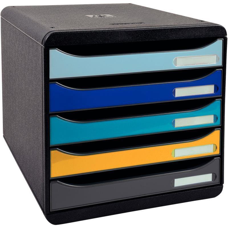 MODULE 5 TIROIRS A4+  NOIR/BEEBLUE BIGBOX PLUS  100 % RECYCLE ANGE BLEU  L27,8 X H27,1 X P34,7CM 