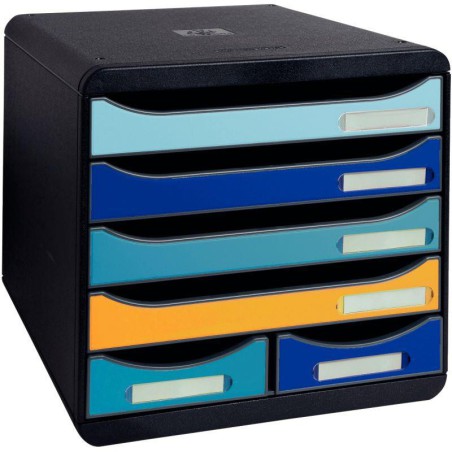 MODULE 6 TIROIRS NOIR/BEEBLUE STORE BOX L35,5 X H27,1 X P27 CM 98 % RECYCLE ANGE BLEU 