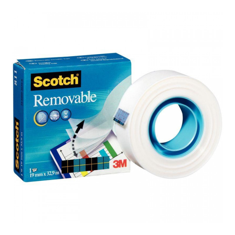 ADHESIF REPOSITIONNABLE SCOTCH MAGIC II 811 19MMx33M 23376