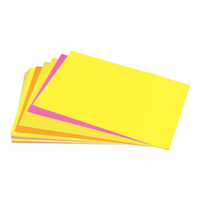 AFFICHE FLUO 90G 40X60CM PQT DE 25F.  ASSORTIES ORANGE ROSE JAUNE VERT ROUGE