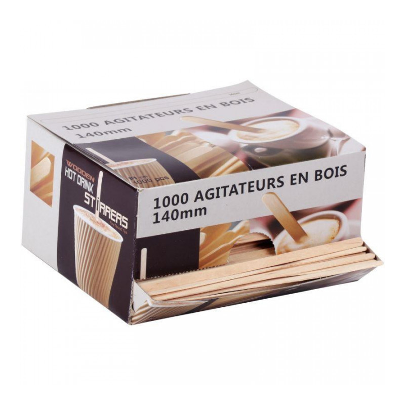 AGITATEURS *BTE DISTRIB.1000* TOUILLETTES EN BOIS 14CM