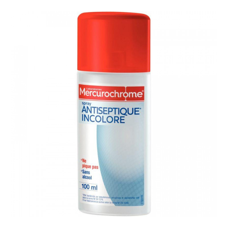 ANTISEPTIQUE SPRAY AU MERCUROCHROME INCOLORE 100ML SANS ALCOOL