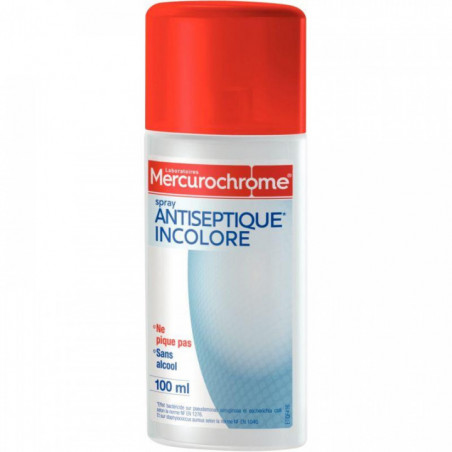 ANTISEPTIQUE SPRAY AU MERCUROCHROME INCOLORE 100ML SANS ALCOOL