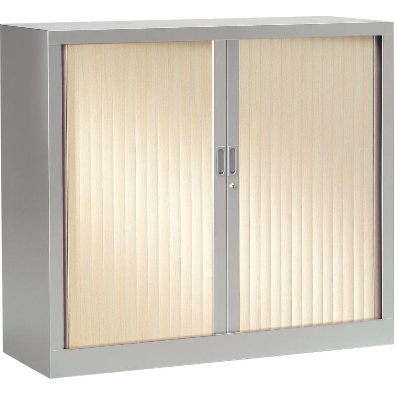 ARMOIRE À RIDEAUX BASSE FAB FR 2 TABLETTESL120 H100 P43 CM GENERIC+ CORPS ALUMINIM RIDEAUX ACACIA GAR 5 ANS