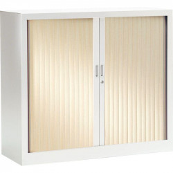 ARMOIRE À RIDEAUX BASSE FAB FR 2 TABLETTES L120 H100 P43CM GENERIC+ CORPS BLANC RIDEAUX  ACACIA GAR 5 ANS