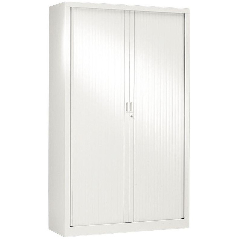 ARMOIRE À RIDEAUX HAUTE  FAB FR 4 TABLETTES H198 L120 P43CM GENERIC+  CORP ET RIDEAUX BLANCS GAR 5 ANS