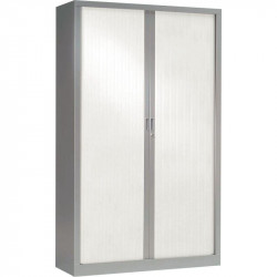 ARMOIRE À RIDEAUX HAUTE FAB FR 4 TABLETTES H198 L120 P43CM GENERIC+ CORPS  ALUMINIUM ET RIDEAUX  BLANC GAR 5ANS