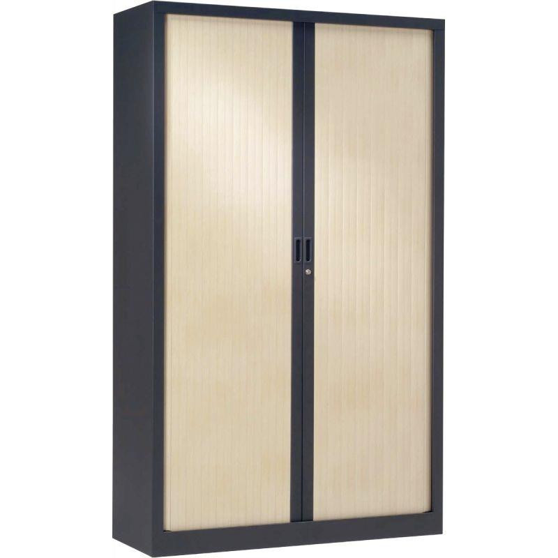 ARMOIRE À RIDEAUX HAUTE FAB FR 4 TABLETTES H198 L120 P43CM GENERIC+ CORPS ANTHRACITE RIDEAUX ERABLE GAR 5ANS