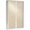 ARMOIRE À RIDEAUX HAUTE FAB FR 4 TABLETTES H198 L120 P43CM GENERIC+  CORPS BLANC RIDEAUX ERABLE GAR 5ANS