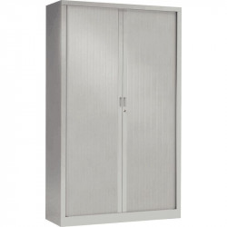 ARMOIRE À RIDEAUX HAUTE FAB FR 4 TABLETTES H198 L120 P43CM GENERIC+  CORPS ET RIDEAUX GRIS GAR 5ANS