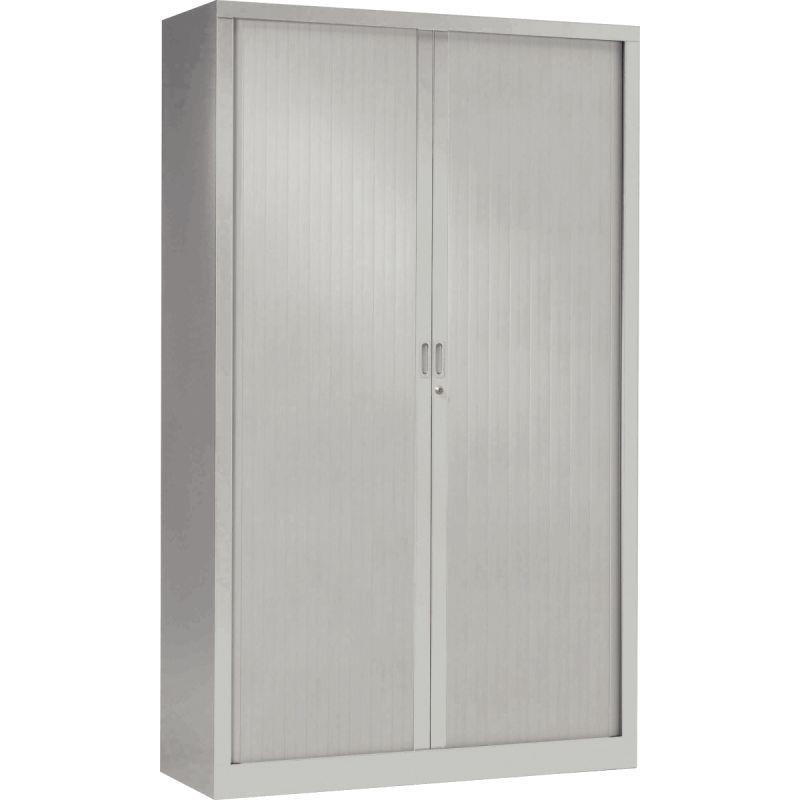 ARMOIRE À RIDEAUX HAUTE FAB FR 4 TABLETTES H198 L120 P43CM GENERIC+  CORPS ET RIDEAUX GRIS GAR 5ANS