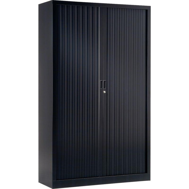 ARMOIRE À RIDEAUX HAUTE  FAB FR4 TABLETTES H198 L120 P43CM GENERIC+  CORPS ET RIDEAUX NOIR GAR 5ANS