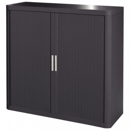 ARMOIRE À RIDEAUX PERSONNALISABLE H104 L110 P41,5 CM 2 TABLETTES CORPS ANTHRACITE/RIDEAUX ANTHRACITE GAR 5 ANS