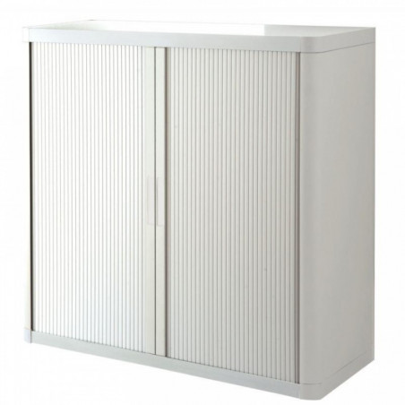 ARMOIRE À RIDEAUX PERSONNALISABLE H104 L110 P41,5 CM  2 TABLETTES CORPS BLANC / RIDEAUX BLANC GAR 5 ANS