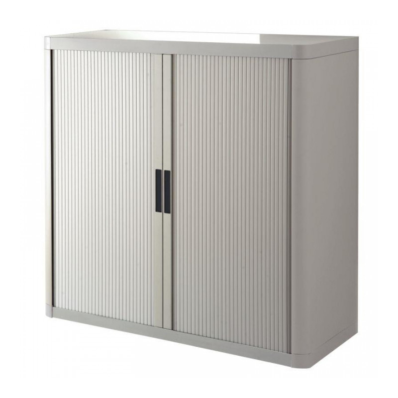 ARMOIRE À RIDEAUX PERSONNALISABLE H104 L110 P41,5 CM 2 TABLETTES CORPS GRIS / RIDEAUX GRIS GAR 5 ANS