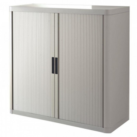 ARMOIRE À RIDEAUX PERSONNALISABLE H104 L110 P41,5 CM 2 TABLETTES CORPS GRIS / RIDEAUX GRIS GAR 5 ANS