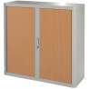 ARMOIRE À RIDEAUX PERSONNALISABLE H104 L110 P41,5 CM 2 TABLETTES CORPS GRIS / RIDEAUX HETRE GAR 5 ANS