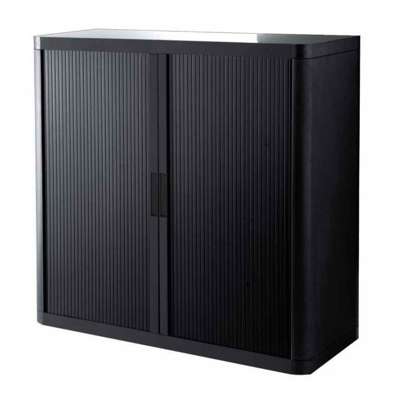 ARMOIRE À RIDEAUX PERSONNALISABLE H104 L110 P41,5 CM 2 TABLETTES CORPS NOIR / RIDEAUX NOIR GAR 5 ANS