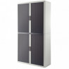 ARMOIRE À RIDEAUX PERSONNALISABLE H204 L110 P41,5 4 TABLETTES CORPS BLANC / RIDEAUX ANTHRACITE GAR 5 ANS