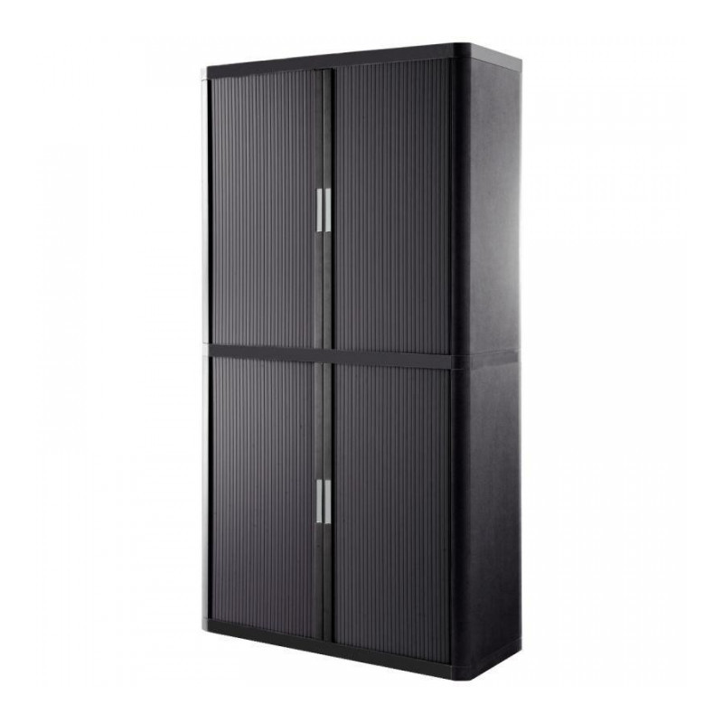 ARMOIRE À RIDEAUX PERSONNALISABLE H204 L110 P41,5 CM 4 TABLETTES CORPS ANTHRACITE/RIDEAUX ANTHRACITE GAR 5 ANS