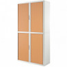 ARMOIRE À RIDEAUX PERSONNALISABLE  H204 L110 P41,5 CM 4 TABLETTES CORPS BLANC / RIDEAUX HETRE GAR 5 ANS