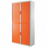 ARMOIRE À RIDEAUX  PERSONNALISABLE H204 L110 P41.5 CM 4 TABLETTES CORPS BLANC / RIDEAUX ORANGE GAR 5 ANS