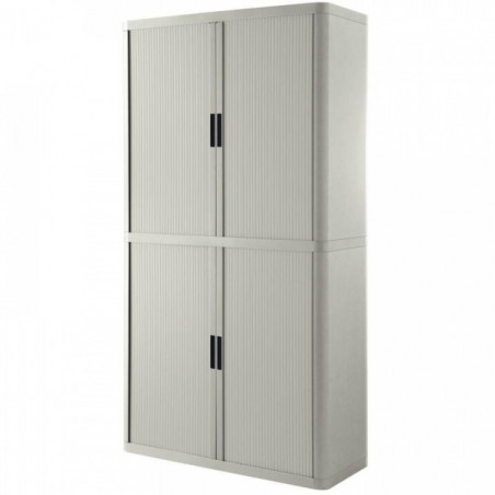 ARMOIRE À RIDEAUX PERSONNALISABLE H204 L110 P41,5 CM  4 TABLETTES CORPS GRIS / RIDEAUX GRIS GAR 5 ANS