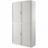 ARMOIRE À RIDEAUX RECYCLABLE H204 L110 P41,5 CM 4 TABLETTES CORPS BLANC / RIDEAUX BLANC GAR 5 ANS