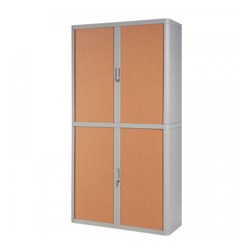 ARMOIRE À RIDEAUX  RECYCLABLE H204 L110 P41,5 CM 4 TABLETTES CORPS GRIS / RIDEAUX HETRE GAR 5 ANS