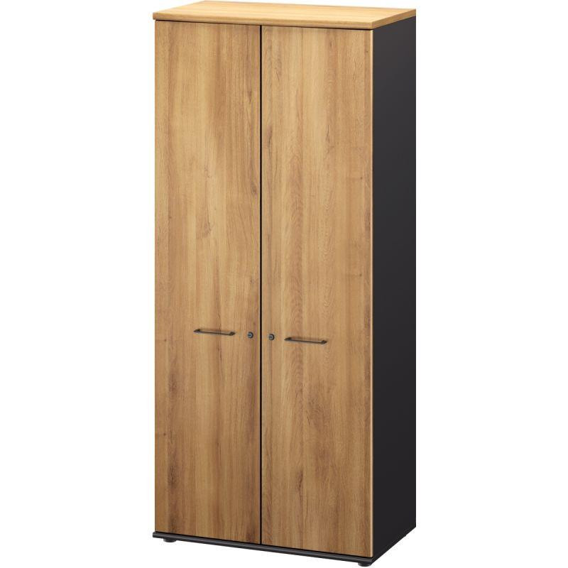 ARMOIRE HAUTE JAZZ+ FAB FR 2PORTES  L80 X 183CM CHENE DE BOCAGE / ANTHRACITE GAR. 3 ANS