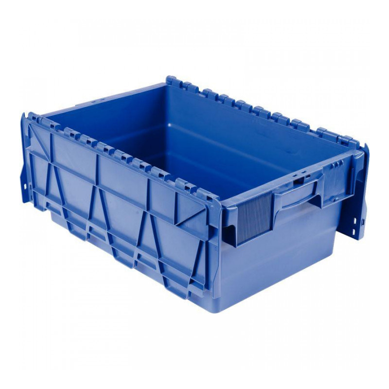 BAC NAVETTE 60X40X25CM 44 LITRES AVEC COUVERCLE EN 2 PARTIES BLEU