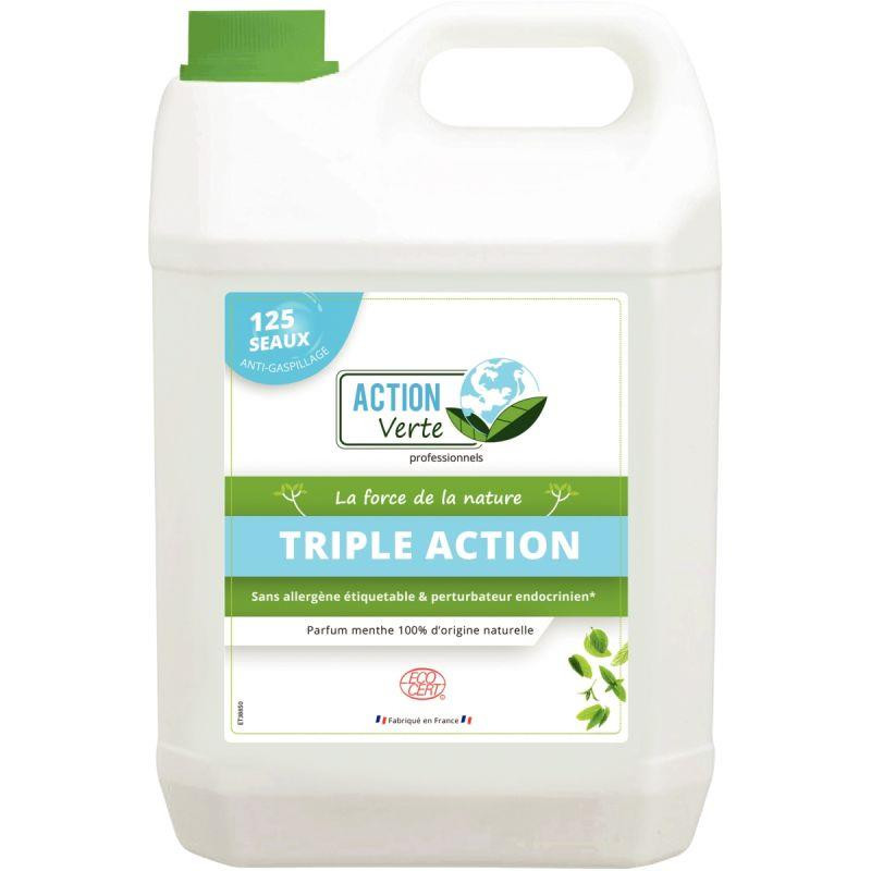 BIDON 5 LITRES NETTOYANT SOLS ET SURFACES TRIPLE ACTION SENTEUR MENTHE