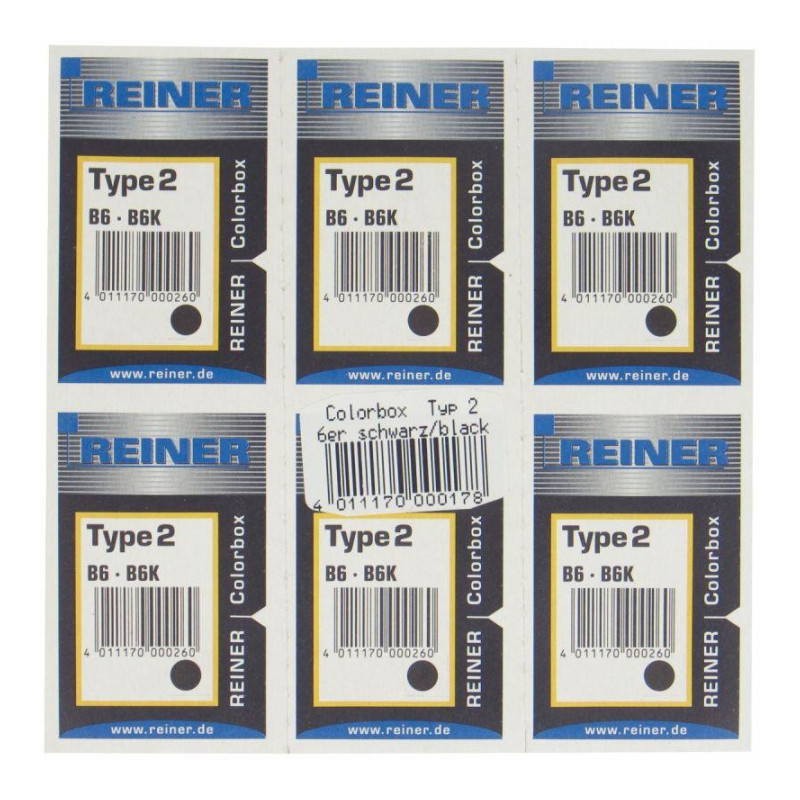 BLISTER 6 CASSETTES ENCRÉES NOIRES RET2 POUR APPAREIL B6/B6K