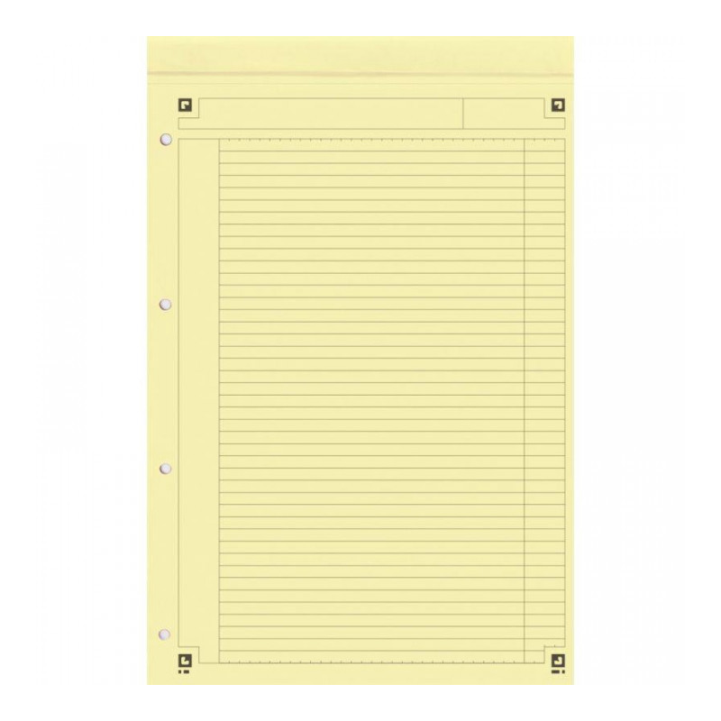 BLOC  A4+ 80G LIGNE JAUNE  PERF 4 TROUS  NOTEPAD  DÉTACHABLES 21X32 OXFORD SCRIBZEE PEFC FAB France