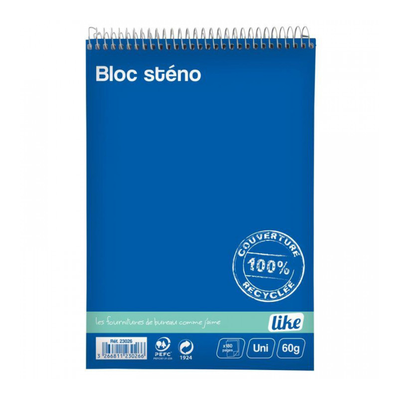 BLOC A5 60G UNI 180P  STÉNO SPIRALE