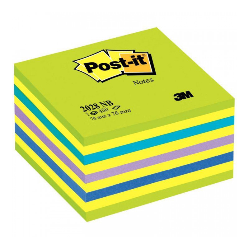 BLOC CUBE POST-IT 76 X 76 NEON BLEU/VERT 50036 POSTIT 50036