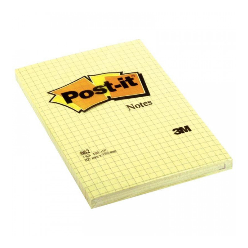 BLOC REPOSITIONNABLE 102X152 JAUNE 5X5  100F. POST IT JAUNE POST IT PEFC