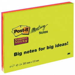 BLOC REPOSITIONNABLE 203X152 MEETING **PQT4* NOTES SUPER STICKY MARRAKECH BLOCS 45F POST IT PEFC BP037