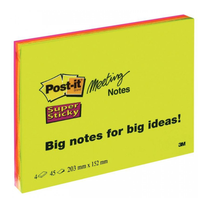 BLOC REPOSITIONNABLE 203X152 MEETING **PQT4* NOTES SUPER STICKY MARRAKECH BLOCS 45F POST IT PEFC BP037