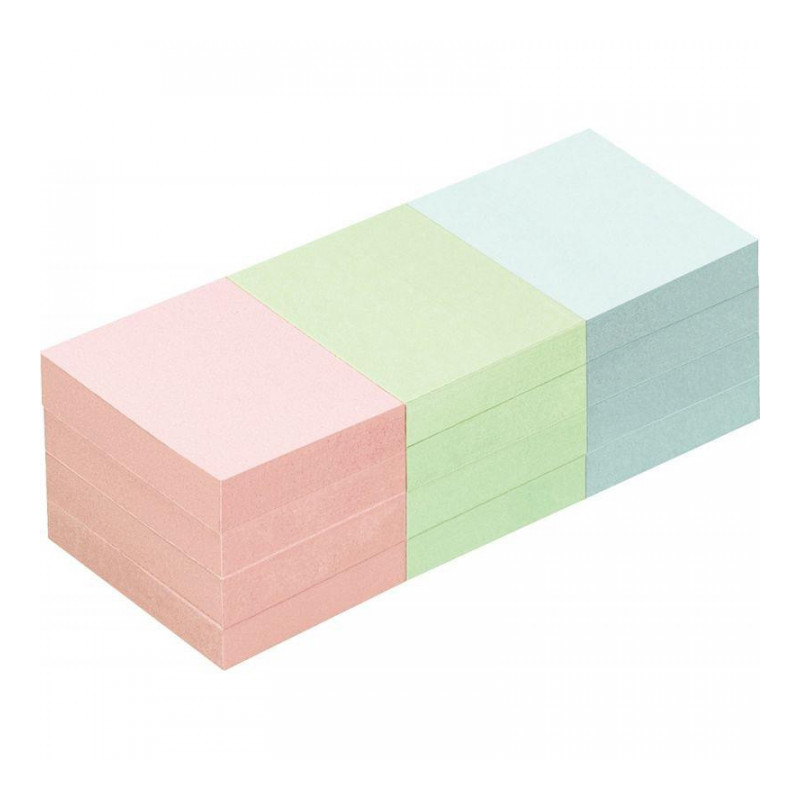 BLOC REPOSITIONNABLE 40X50 COUL PASTEL *PQT12* 100F LIKE FCC RHENO75X75