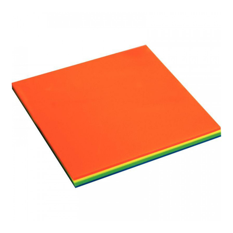 BLOC REPOSITIONNABLE 75X75  TRANSPARENTES 100F  COLORIS FLUO ASSORTIS