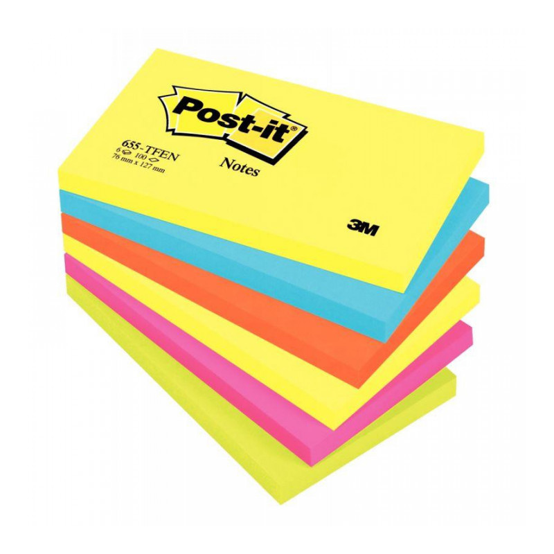 BLOC REPOSITIONNABLE 76X127 100F PQT6 POST-IT ENERGIE ASS  50023