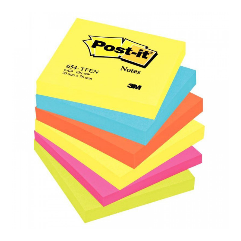 BLOC REPOSITIONNABLE 76X76 100F  *PQT6* POST-IT ENERGIE  ASS  50021