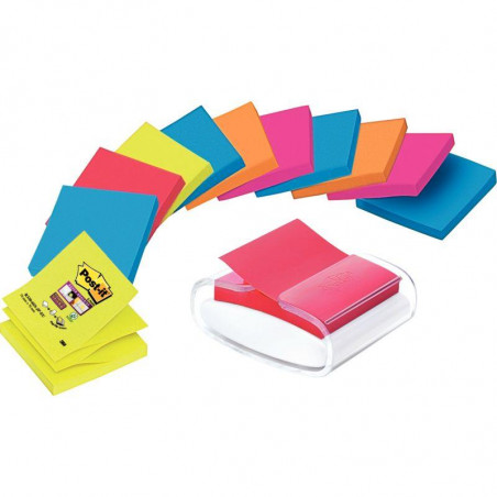 BLOC REPOSITIONNABLE 76X76 COULEUR ASS 90F PQT12 + DEVIDOIR OFFERT  Z-NOTE POST-IT SUPER STICKY  PEFC