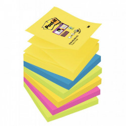 BLOC REPOSITIONNABLE 76X76 COULEUR ASS 90F PQT6 CARNAVAL  Z-NOTE POST-IT SUPER STICKY  PEFC BP886